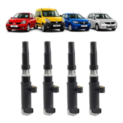 Kit 4 Bobina Ignição Clio Duster Kangoo Logan Sandero 1.6 16