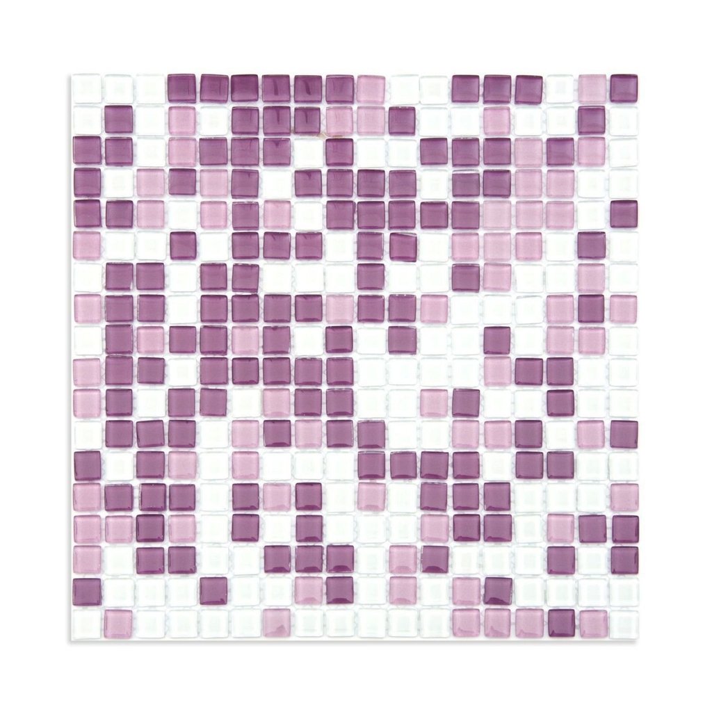 Pastilha de Vidro Cristal de 30cm X 30cm Rende  Glass Mosaic Lilás/Branco