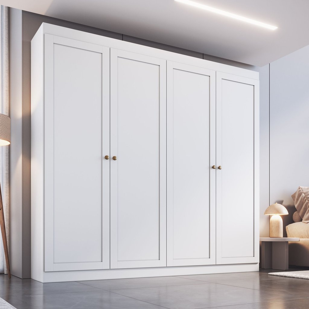 Guarda-Roupa Casal Americano 4 Portas 2 Gavetas Europa Yescasa Branco Branco