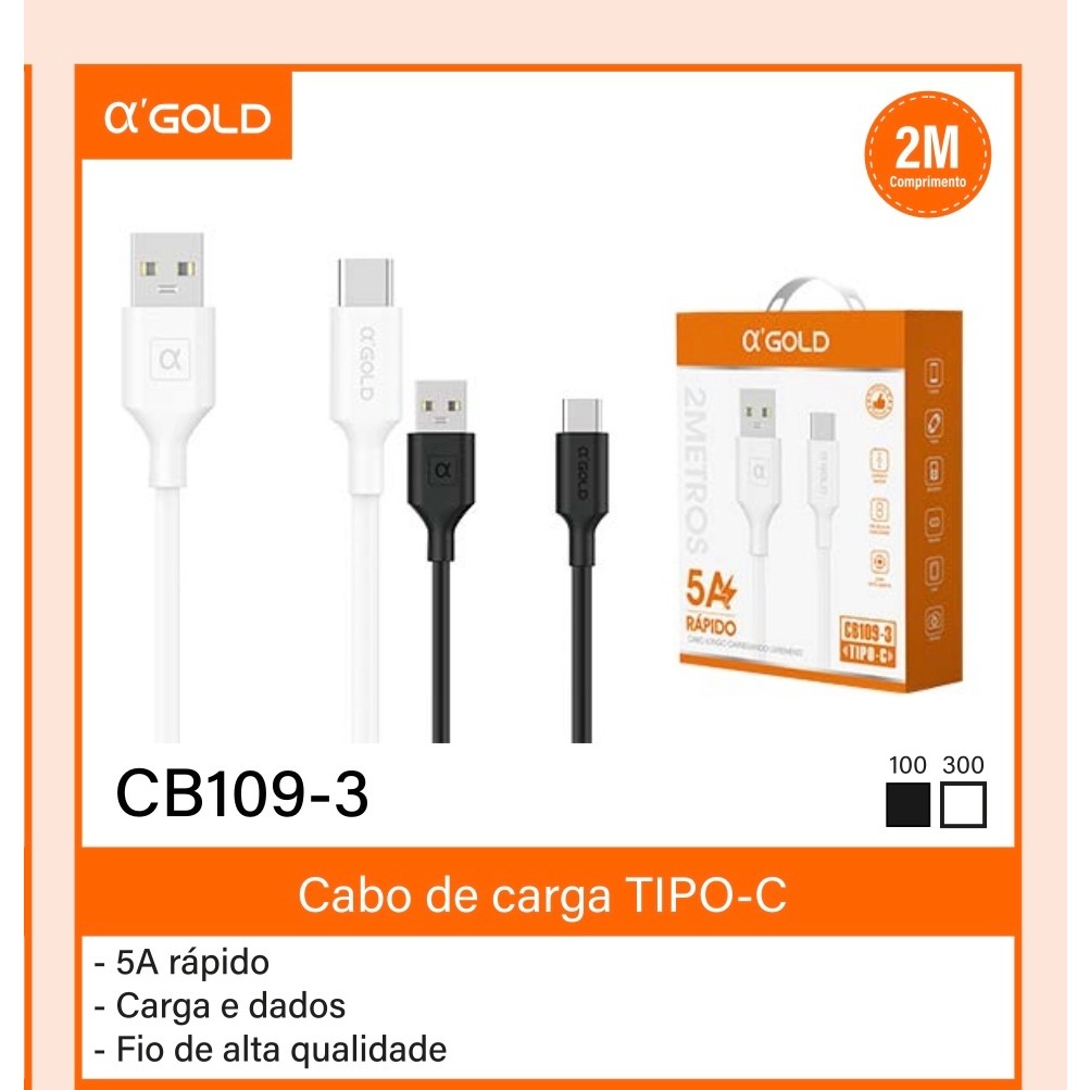20 cabos de 2 metros de carga e dados tipo-c,ip lightning,5A rapido marca a gold