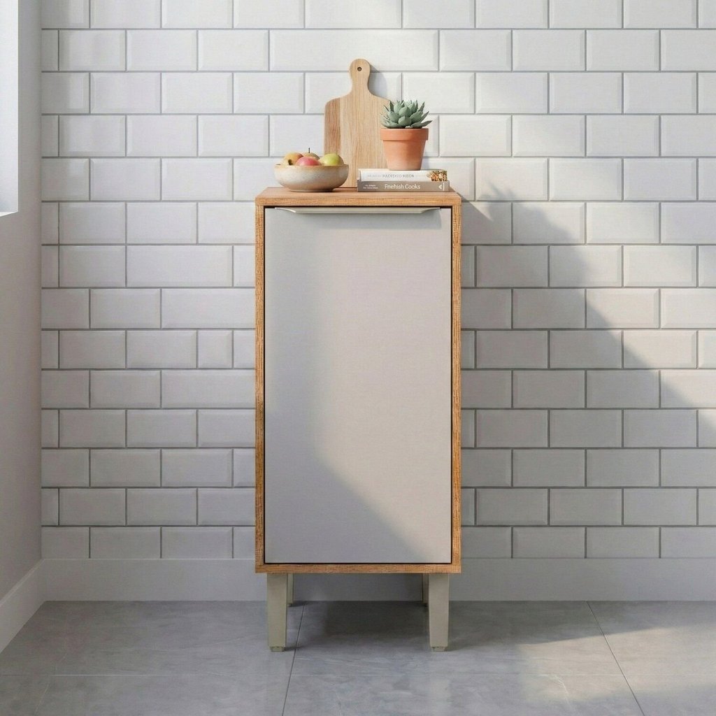 Balcão 1 Porta 40 cm Brilhante Celeste Bege/Cinamomo/Offwhite