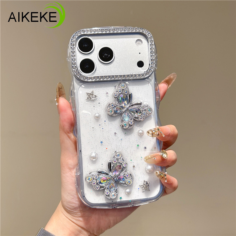Capa De Borboleta Com Strass Brilhante Para Samsung Galaxy A57 A37 A27 A17 A56 A36 A55 A35 A54 A53 A15 M17 F17 M15 F15 5