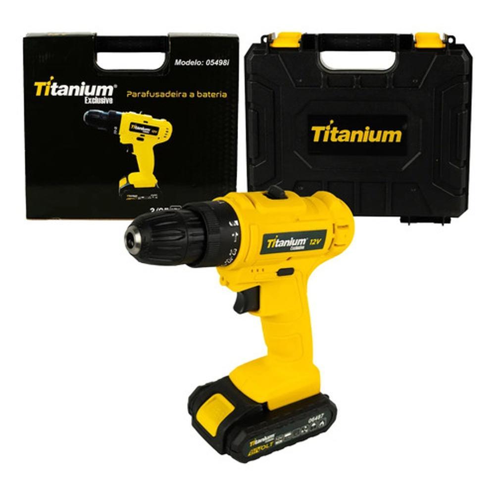 Parafusadeira Furadeira Sem Fio Com Carregador Titanium Amarelo 127/220v 50 Hz/60 Hz