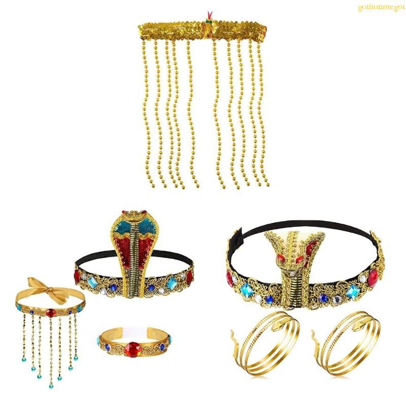 gotitonmegot Cocar Cosplay Dourado Cobras Para Meninas Argola Cabelo Halloween