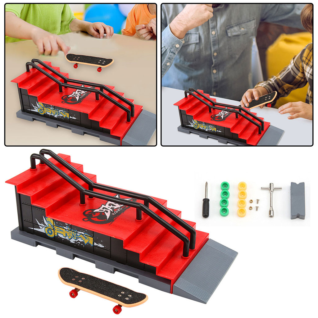 [flyingfishla] DIY Finger Skatepark 1 Conjunto Profissional Tech Practice Deck Plataforma Stunt Skate Montar Rampa Park