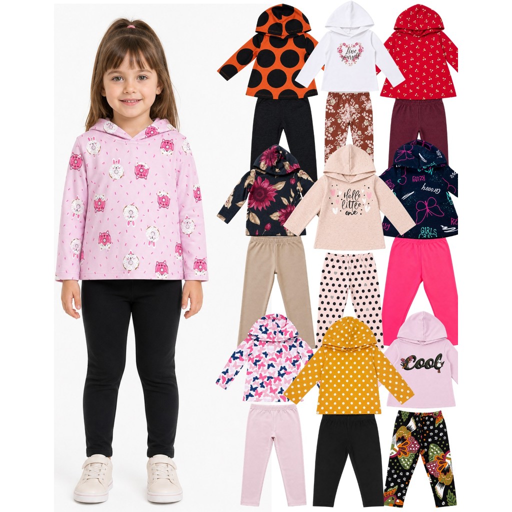 Conjunto Infantil Menina Moletom Peluciado com Capuz e Calça Legging Flanelada Pipa 01