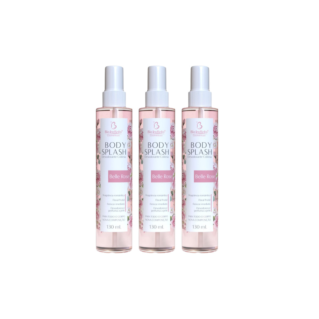 Kit 3 Body Splash Belle Rose 130ml Bio Instinto