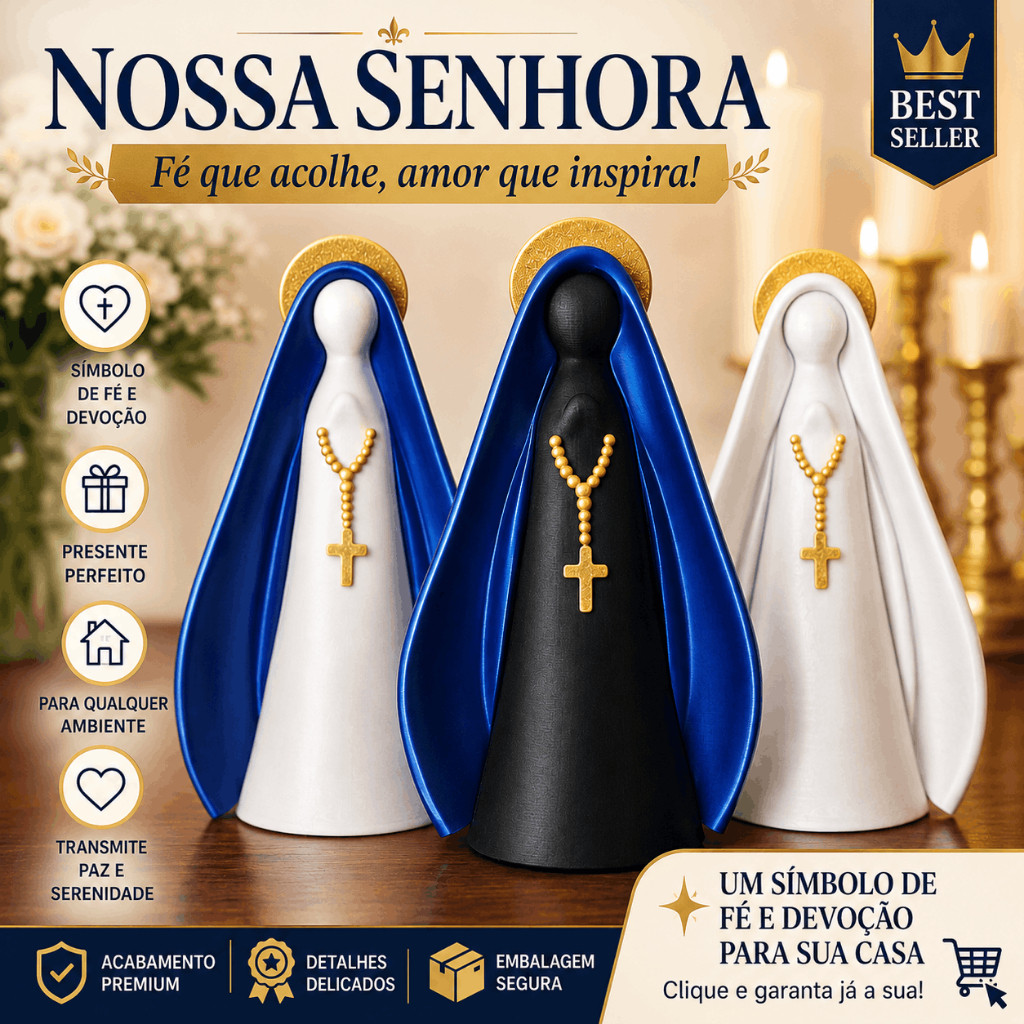 Nossa Senhora Aparecida Estátua Decorativa Minimalista | Imagem Religiosa para Casa e Presente
