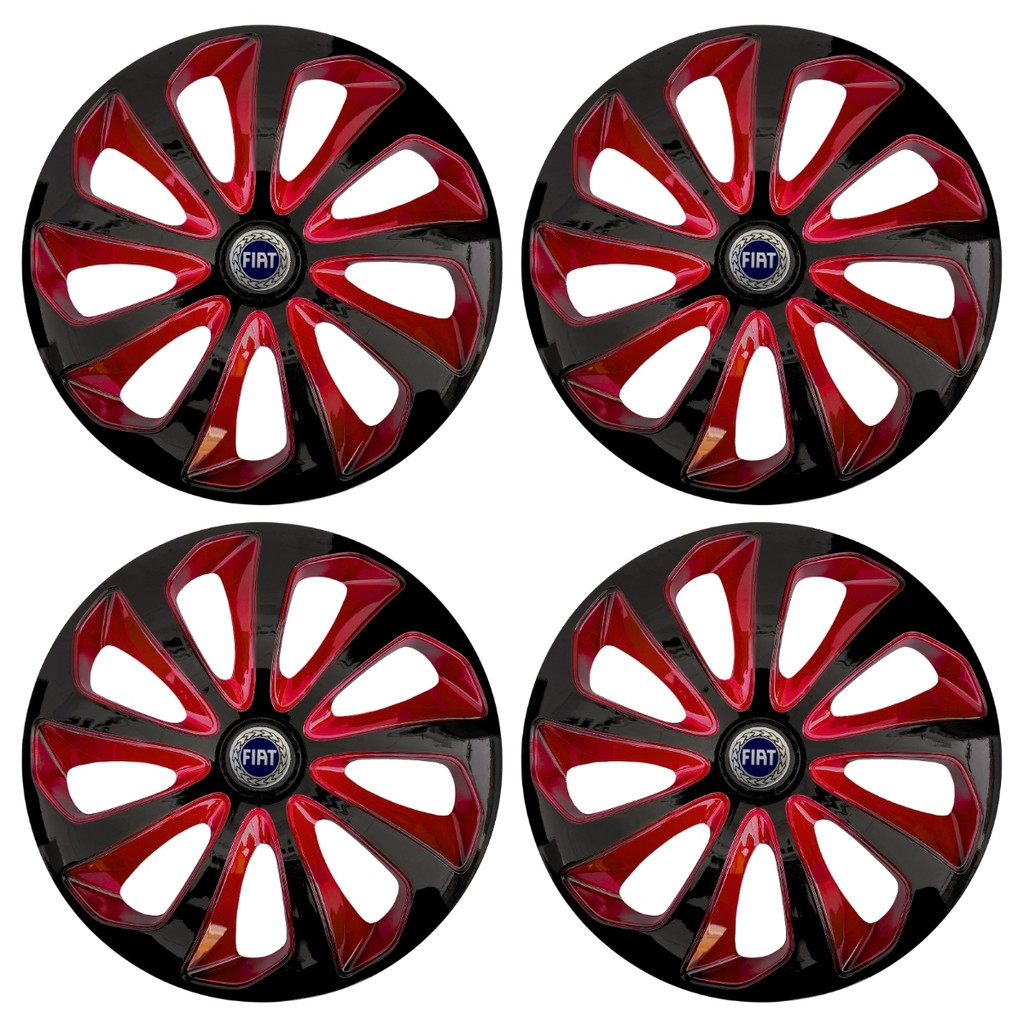 Jogo Calota Velox 13 Preto Vermelho Palio Siena Uno Mille