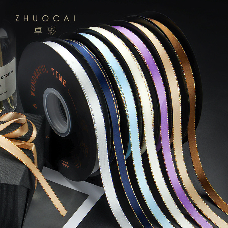 Zhuocai 1cm dupla face Phnom Penh fita de poliéster trançada à mão fita de cabelo flor presente embrulho fita acessórios