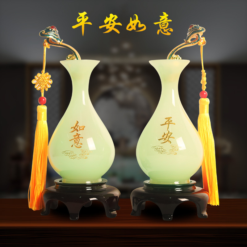 Seguro Ruyi vidro Jade vaso decorações casa sala de estar armário vinho entrada decorações chinesas decoração presentes 