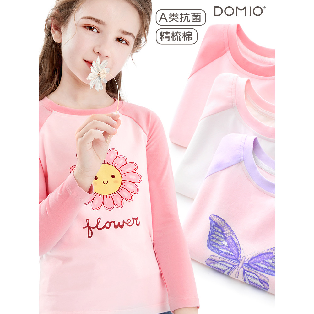 Meninas camisetas de manga comprida crianças primavera outono novo estilo puro algodão camisas de fundo grandes crianças