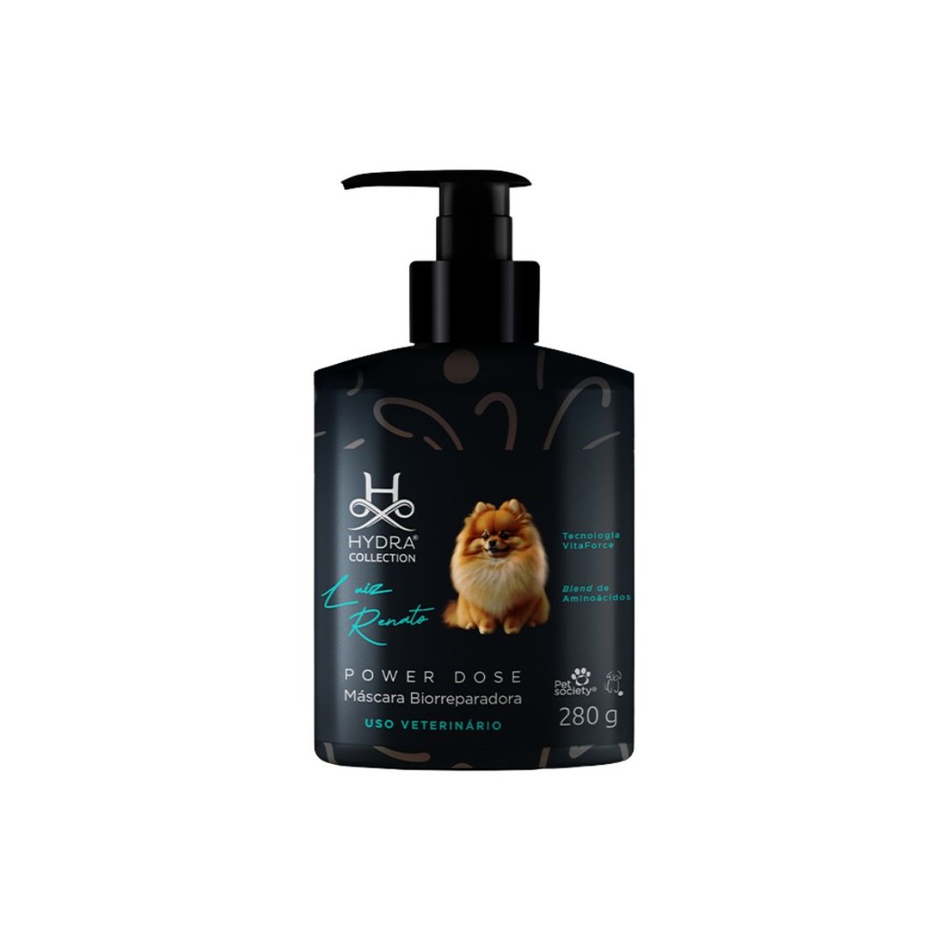 Máscara Bioreparadora Power Dose Cães Gatos Pelagem Volumosa Hydra Collection Luiz Renato 280g