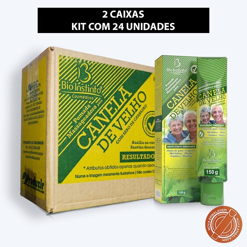 24 Pomadas Desodorante Massageadora Canela de Velho 150g (Nova Embalagem) - Bio Instinto