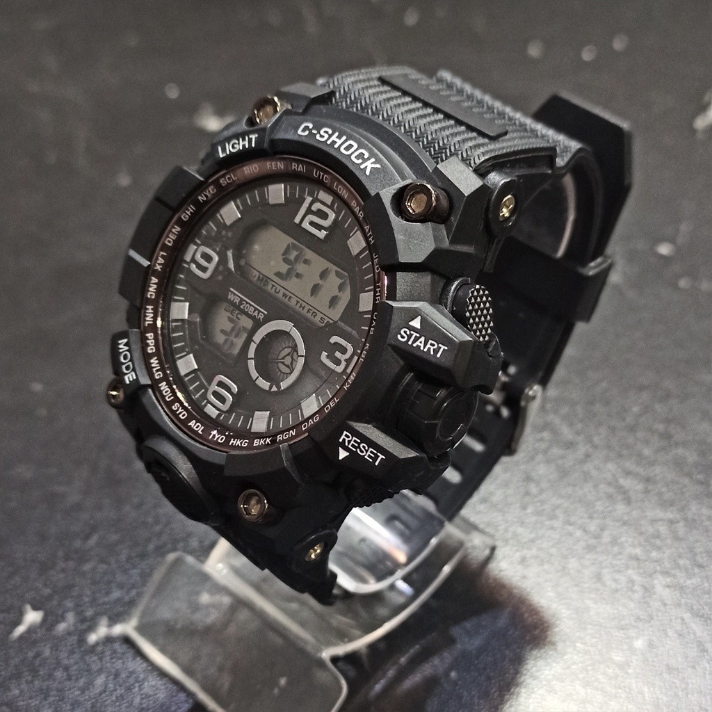 Relógio Digital C Shock Preto a Prova dAgua Masculino Sport Com Luz Cronometro Alarme Calendário Esportivo Borracha em Oferta na Shopee