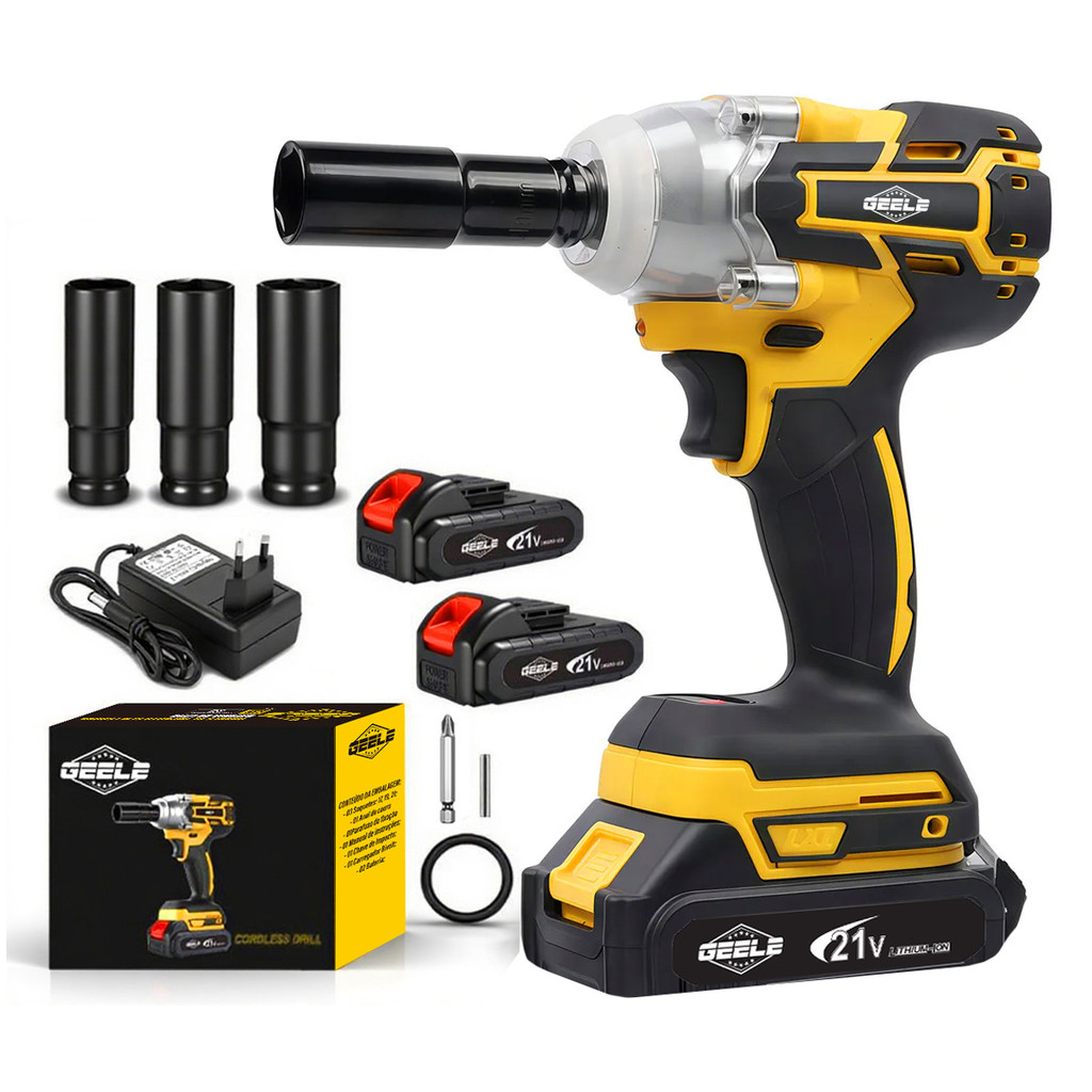 Chave de Impacto Parafusadeira 2 Bateria 21v Brushless 300n Geele — R$ 169,89 em Shopee