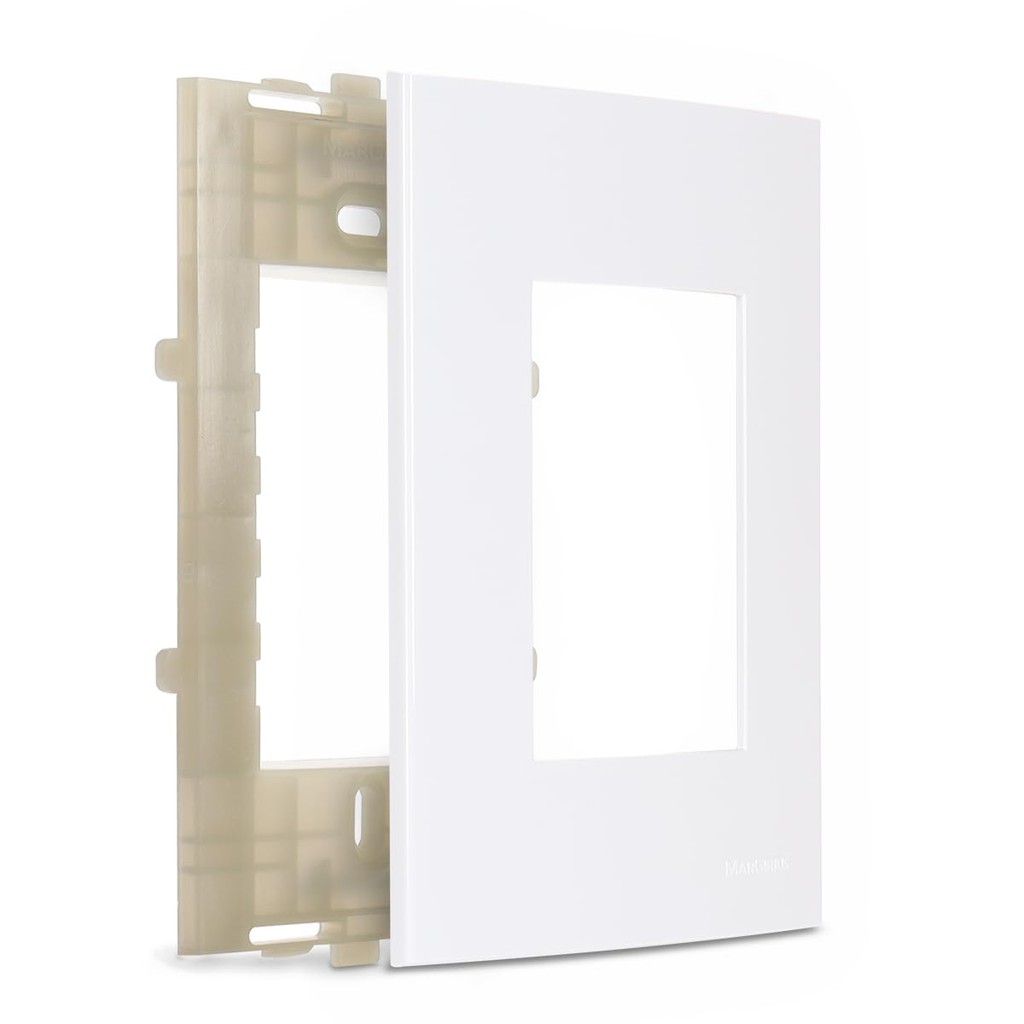 Conjunto De Placa+Suporte 4x2-3 POS Sleek Branco Margirius