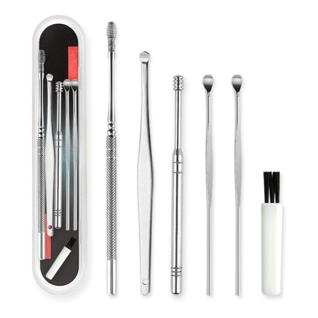 Limpador De Cera Do Ouvido com Pincel Limpeza e Estojo