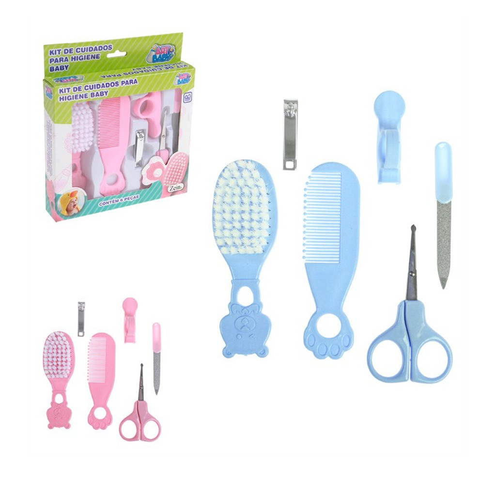 Kit Cuidados para Bebê 6 pecas – Escova, Pente, Tesoura cortador kit higiene , kit cuidados para bebe, maternidade, baby