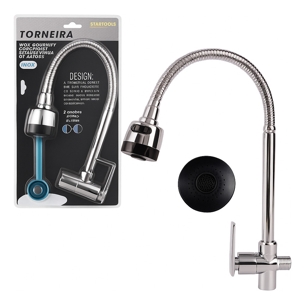 Torneira Gourmet De Parede Inox Com Ducha Cozinha