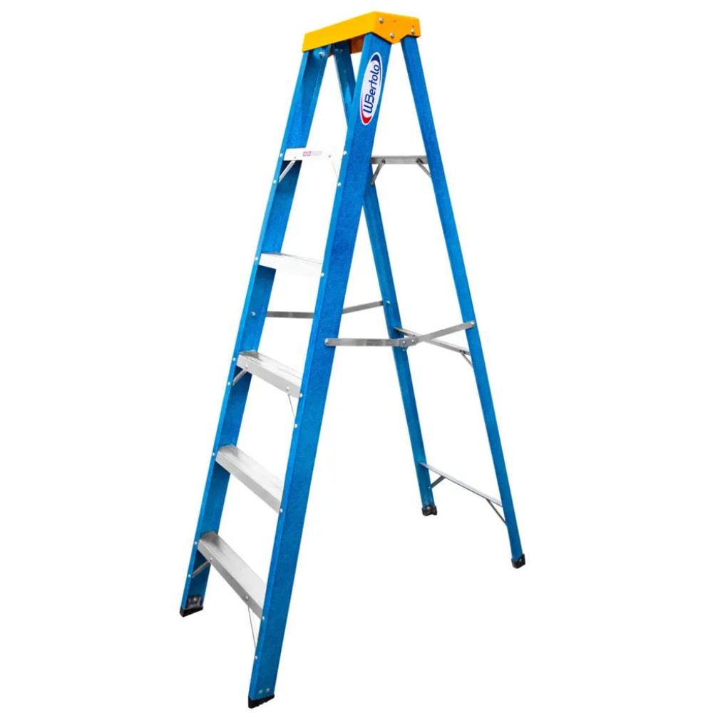 Escada de Fibra e Alumínio Tesoura Simples Premium 1,80m 6 Degraus 120kg W.Bertolo em Oferta na Shopee