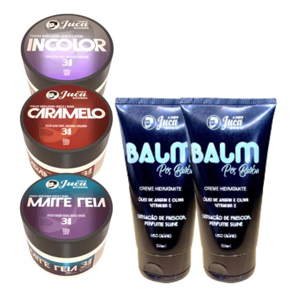 Kit 03 Pomada Capilar Modeladora + 02 Bisnaga Balm 150g Juca
