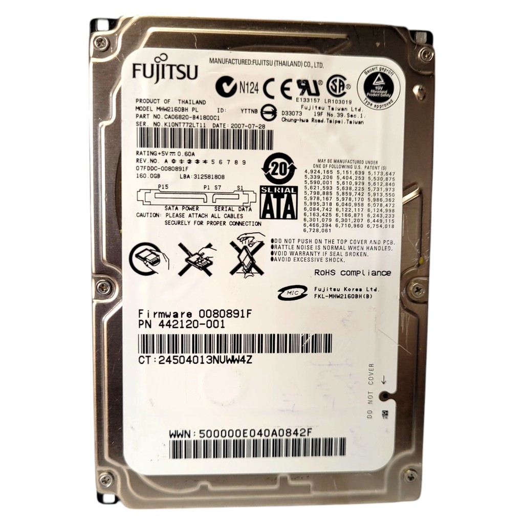 Disco Rígido Interno Hd Fujitsu 160gb Mhw2160bh 5400rpm 2,5 Sata