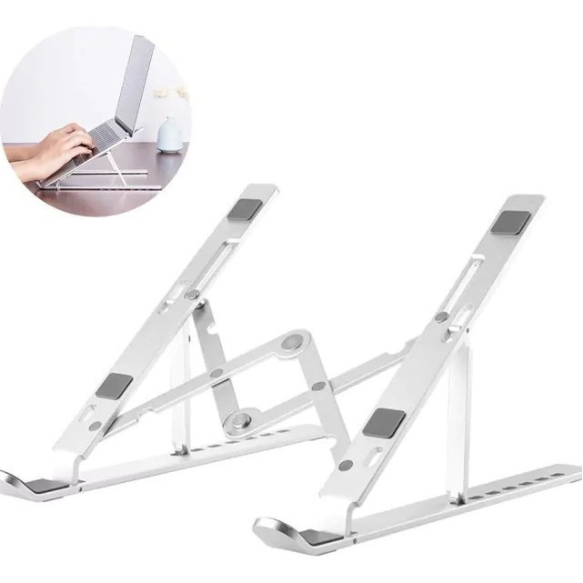 Suporte Apoio Base Ergonômico Regulável Aço Notebook/tablett Cor Prata