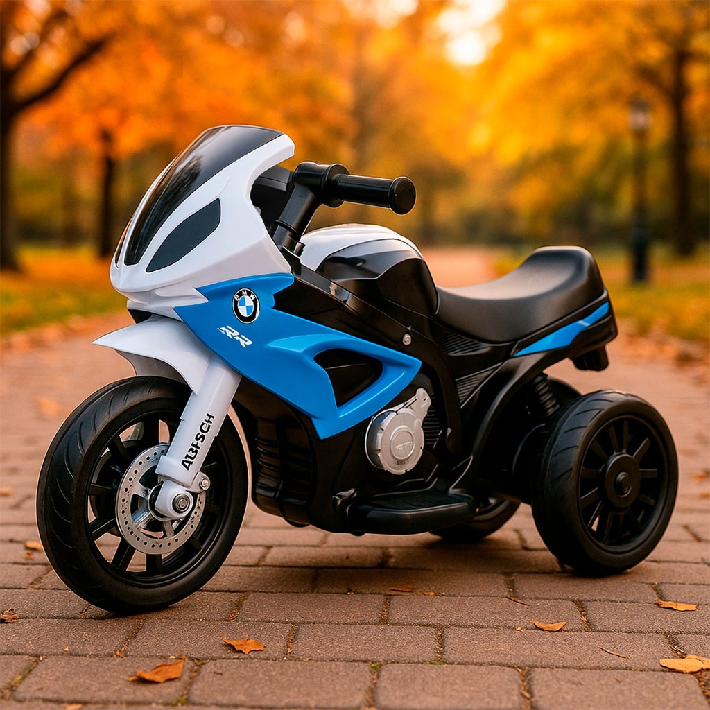 Triciclo Elétrico Moto Esportiva Bmw S1000rr Com Luzes E Sons Azul Para Passeio - Zippy Toys