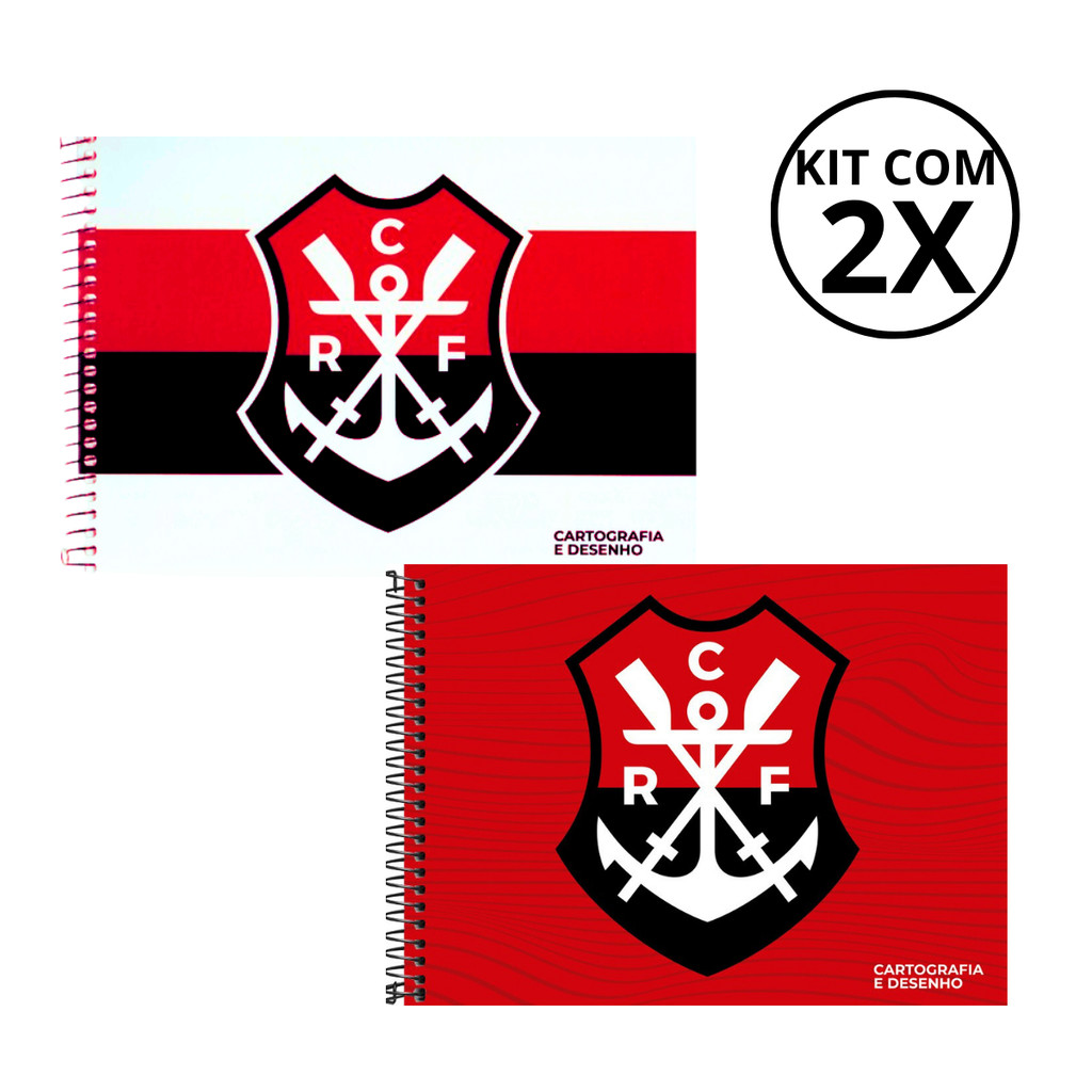 Kit 2 Cadernos De Desenho Universitário Flamengo 80 Folhas- Capa:RemoBranco/RemoVermelho em Oferta na Shopee