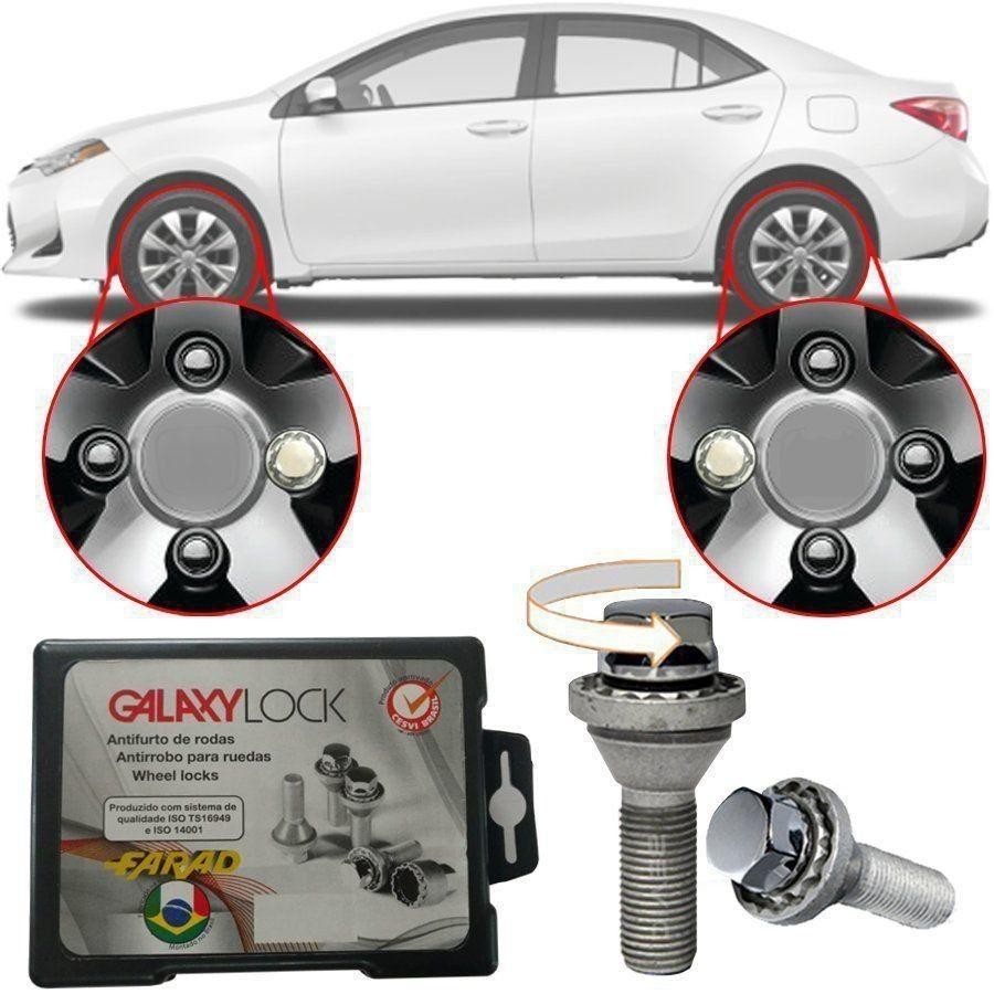 Trava Antifurto Anti Roubo de Roda Parafuso Porca Farad Galaxylock Toyota Corolla 1992 à 2021