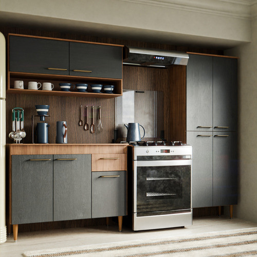 Armário de Cozinha Antonella Kit Cozinha Compacta Paneleiro + Balcão MDF/MDP em Oferta na Shopee