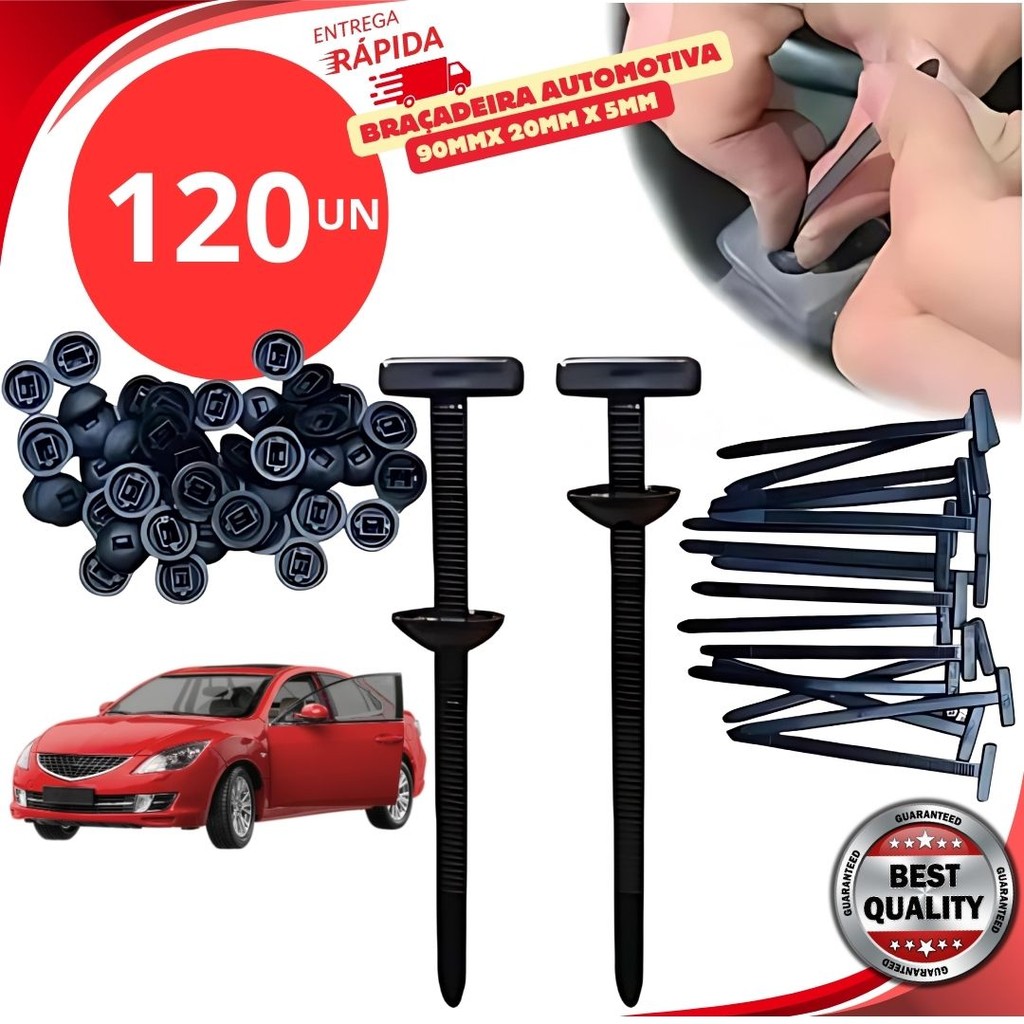 Kit 120/60/20 Abraçadeira de Nylon Plástica Automática Universal Fixador Multiuso Fivela Carro Moto Casa