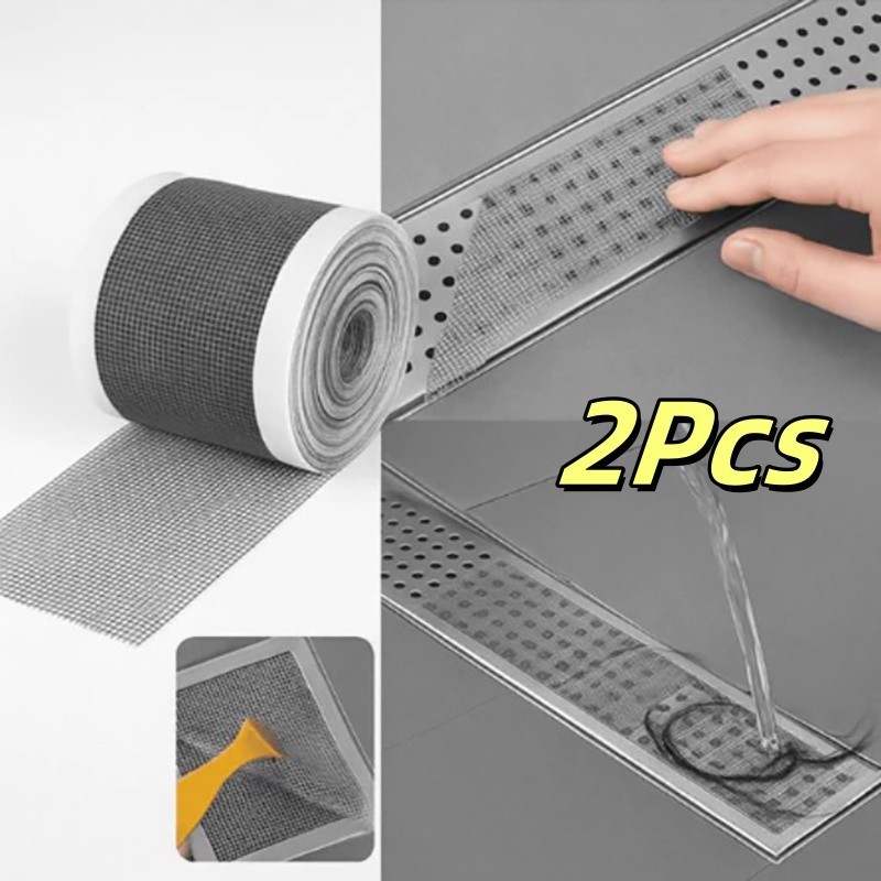 5M×2 Pcs Adesivos De Malha De Cabelo Protetor Chuveiro De Ralo Chuveiro chão dreno filtro