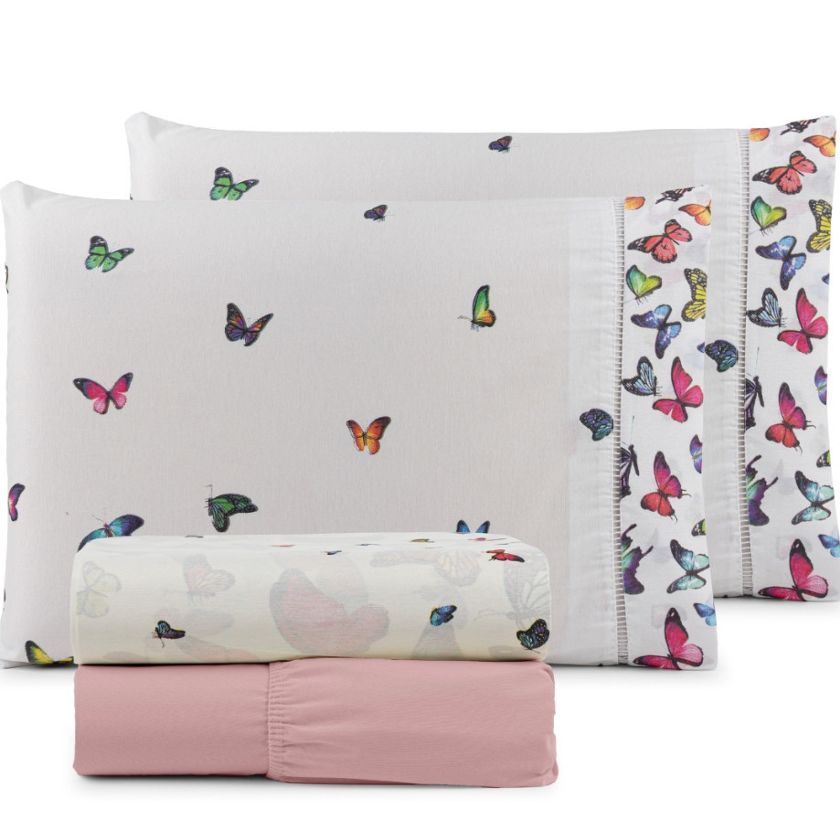 Jogo De lençol 100% Algodão Ponto Palito Estampado Casal Queen 4 Peças – PROMOÇÃO