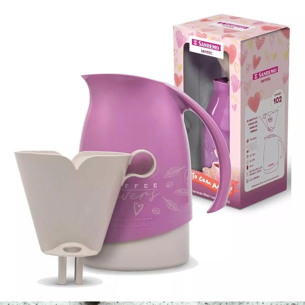 Garrafa Térmica Bule De 700ML Para Água Chá Com Suporte Para Filtro De Café  Sanremo Cor Lilás