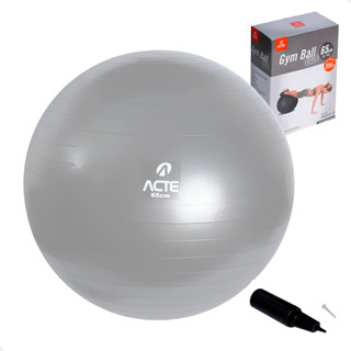Bola de Pilates Yoga Treino Funciona 55cm PVC Resistente c/Sistema Anti-Estouro Bomba de Ar Suportando 250kg Cinza Acte em Oferta na Shopee