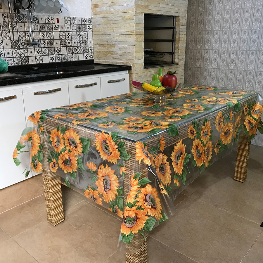 Toalha De Mesa Girassol Transparente 2,20x1,40 Mts