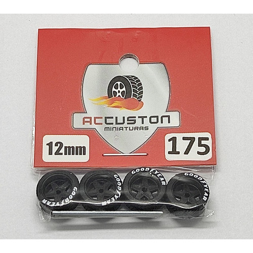 Rodas com pneu de borracha Para Customização de Hot Wheels Matchbox e Miniaturas 1/64  Ac Custon  12 mm modelo 175