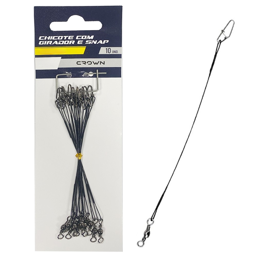 Chicote Crown Steel Leader Black Nickel C/ Girador e Snap - Crown em Oferta na Shopee