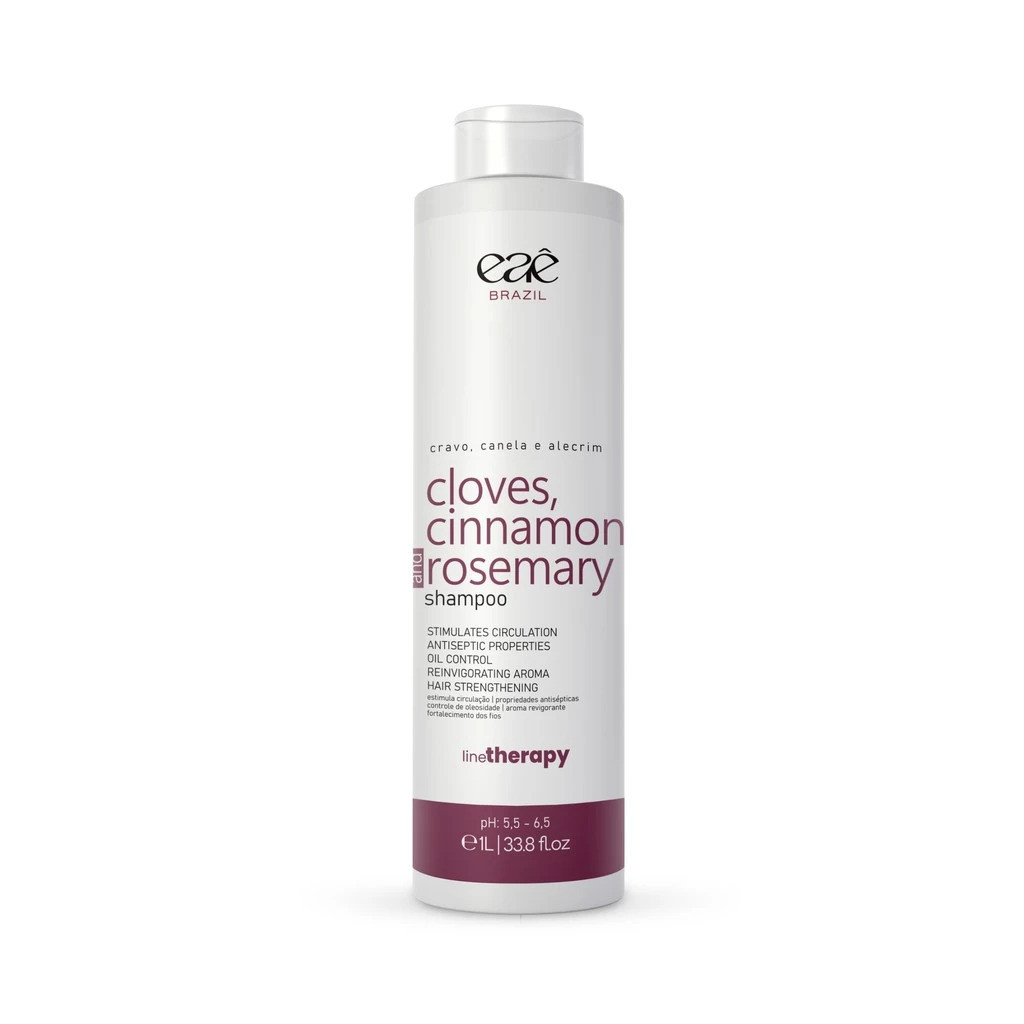 Shampoo Cravo Canela & Alecrim Terapia Capilar 1L Ativos Naturais Tratamento Contra Oliosidade e Queda Eaê Brasil