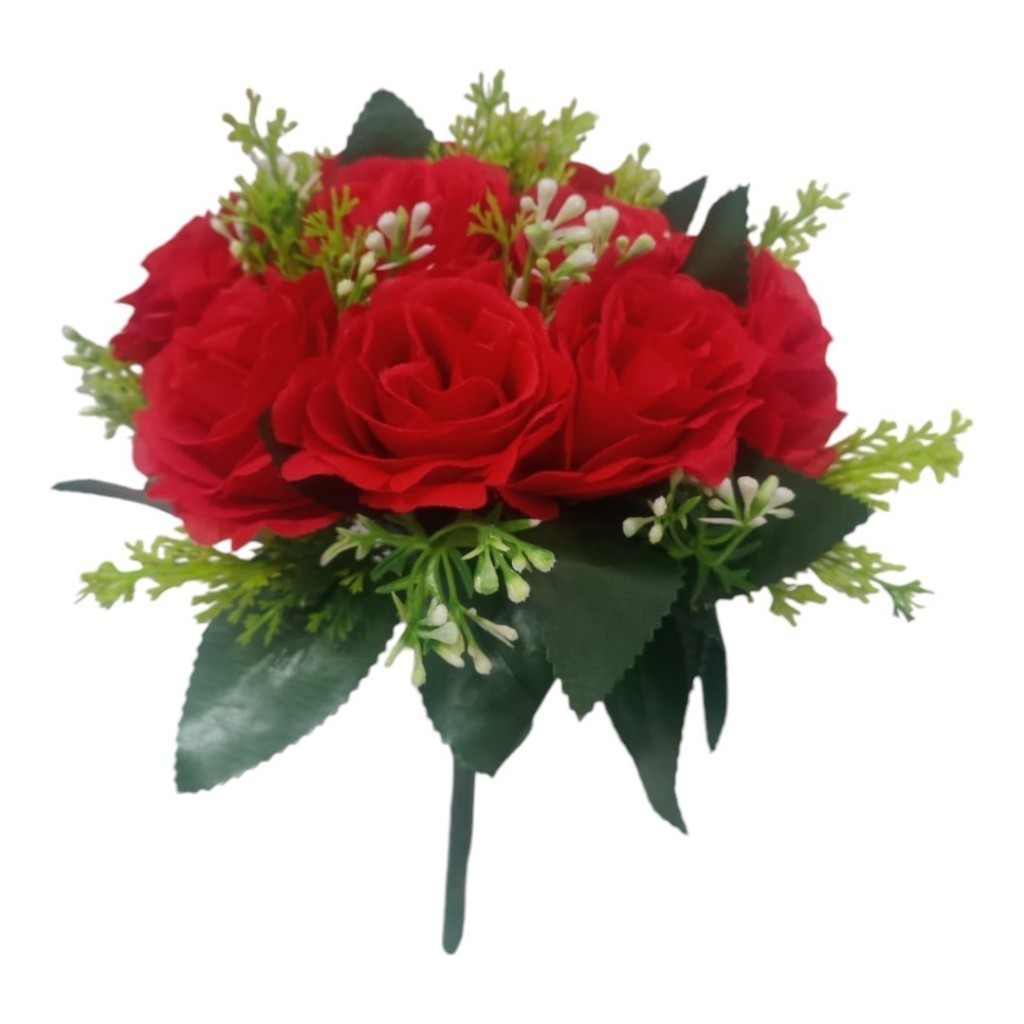 Buquê de Rosas C/12 Flores Plantas Artificiais Decoração em Oferta na Shopee