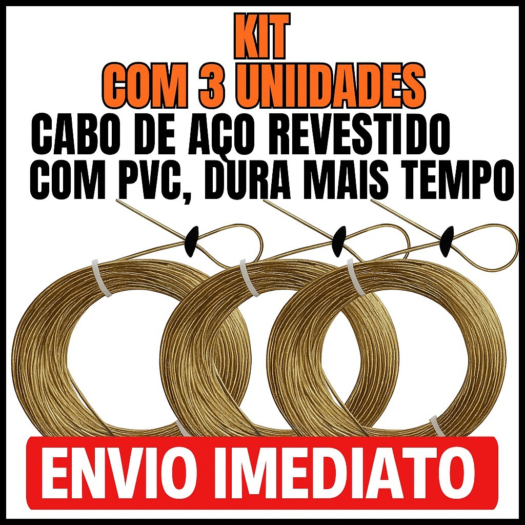 Kit 3 Varal de Aço Revestido Corda de Varal Reforçada 10 Metros cada em Oferta na Shopee