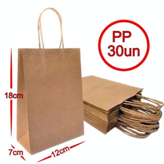Sacola De Papel Kraft Natural PP 12x18x07cm 30 Unidades em Oferta na Shopee