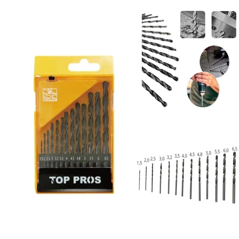 JOGO BROCAS 13 PEÇAS COM ESTOJO ACO RAPIDO KIT PERFURACAO METAL PLASTICO FURADEIRA PARAFUSADEIRA MULTITAMANHOS PROFISSIO