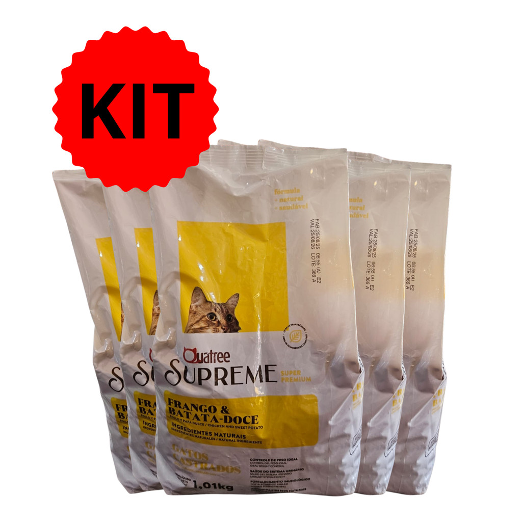 Kit Quatree Supreme  Gato Castrado Frango 1kg 5 Pacotes em Oferta na Shopee