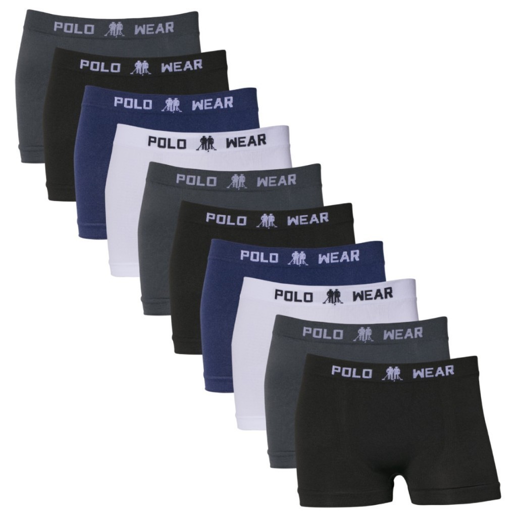 Kit 10 Cuecas Boxer Polo Wear Infantil Microfibra Sortido em Oferta na Shopee