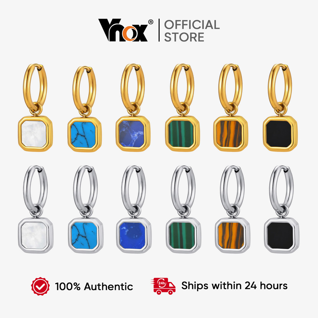 Brincos De Pedra Natural Dourada Vnox À Prova D'água E Antimanchas Vintage Gotas Boho Joias Minimalistas Hipoalergênicas em Oferta na Shopee