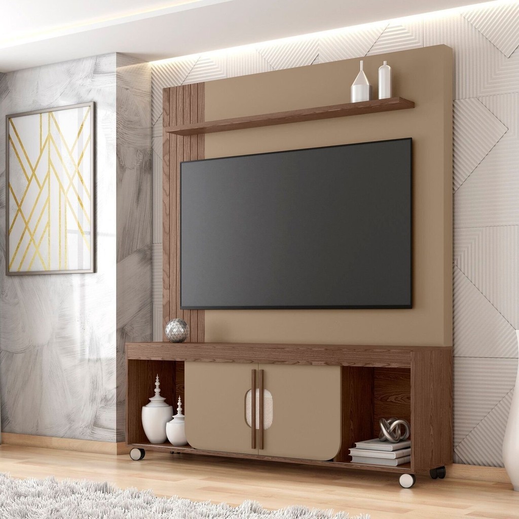 Estante para Tv 65 Polegadas 191cm X 160cm Maragogi Fendi/Carvalho em Oferta na Shopee