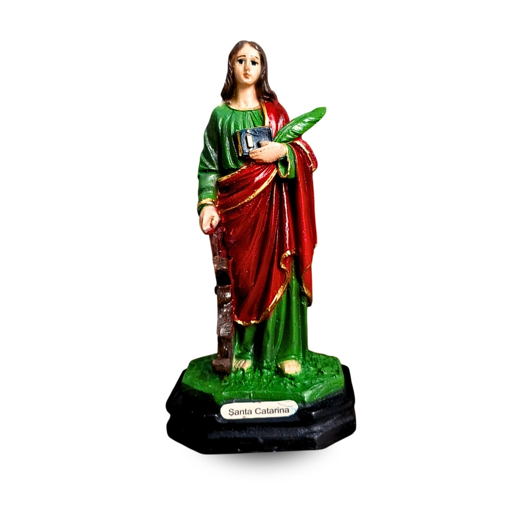 Imagem Escultura De Santa Catarina Em Resina 13cm